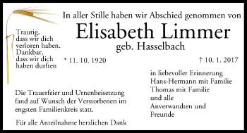 Anzeige von Elisabeth Limmer von MGO