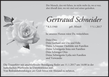 Anzeige von Gertraud Schneider von MGO