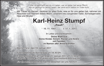 Anzeige von Karl-Heinz Stumpf von MGO