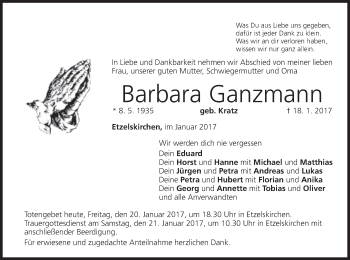 Anzeige von Barbara Ganzmann von MGO