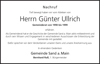 Anzeige von Günter Ullrich von MGO