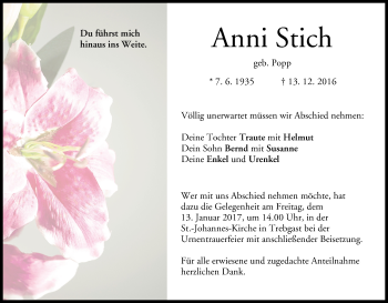 Anzeige von Anni Stich von MGO