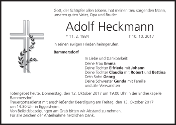 Anzeige von Adolf Heckmann von MGO
