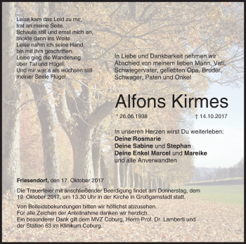 Anzeige von Alfons Kirmes von MGO