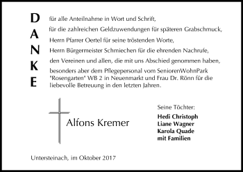 Anzeige von Alfons Kremer von MGO