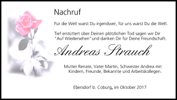 Anzeige von Andreas Strauch von MGO