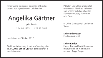 Anzeige von Angelika Gärtner von MGO