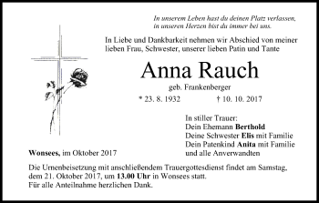 Anzeige von Anna Rauch von MGO
