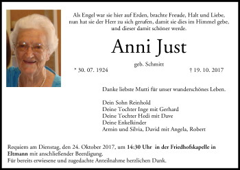 Anzeige von Anni Just von MGO