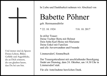 Anzeige von Babette Pöhner von MGO