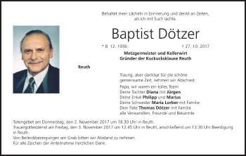 Anzeige von Baptist Dötzer von MGO