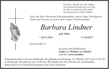 Anzeige von Barbara Lindner von MGO