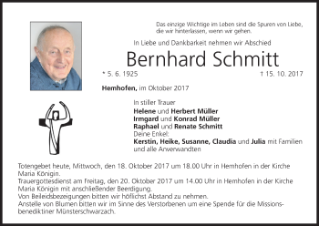 Anzeige von Bernhard Schmitt von MGO