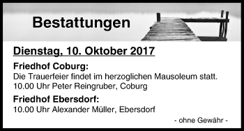 Anzeige von Bestattungen vom 10.10.2017 von MGO