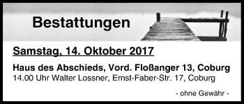 Anzeige von Bestattungen vom 14.10.2017 von MGO