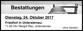 Anzeige von Bestattungen vom 24.10.2017 von MGO