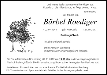 Anzeige von Bärbel Roediger von MGO