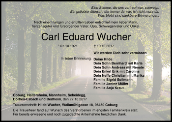 Anzeige von Carl Eduard Wucher von MGO