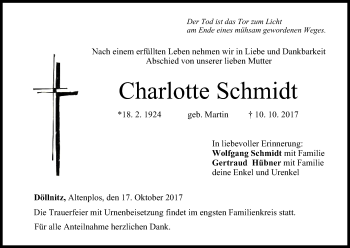 Anzeige von Charlotte Schmidt von MGO