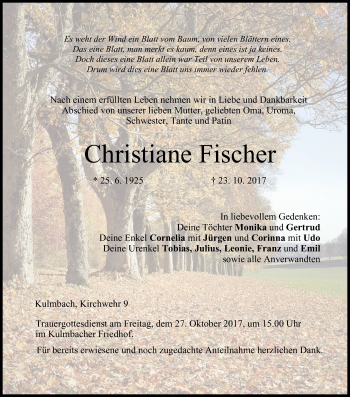 Anzeige von Christiane Fischer von MGO