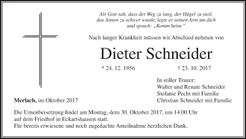 Anzeige von Dieter Schneider von MGO