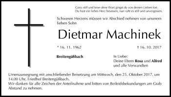 Anzeige von Dietmar Machinek von MGO