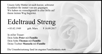 Anzeige von Edeltraud Streng von MGO