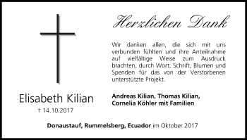Anzeige von Elisabeth Kilian von MGO