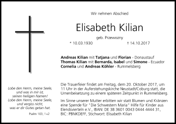 Anzeige von Elisabeth Kilian von MGO
