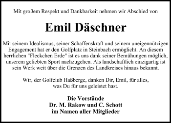 Anzeige von Emil Däschner von MGO