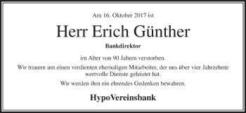 Anzeige von Erich Günther von MGO