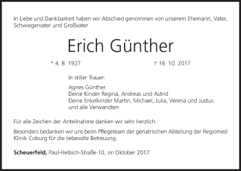 Anzeige von Erich Günther von MGO