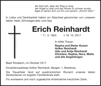 Anzeige von Erich Reinhardt von MGO