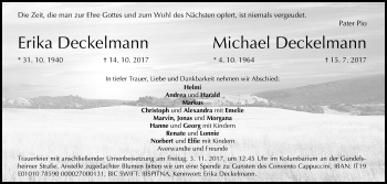 Anzeige von Erika Deckelmann von MGO