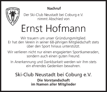 Anzeige von Ernst Hofmann von MGO