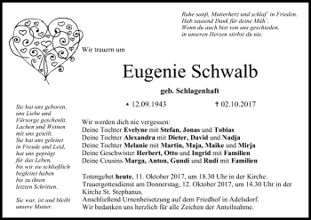 Anzeige von Eugenie Schwalb von MGO