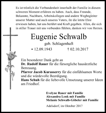 Anzeige von Eugenie Schwalb von MGO