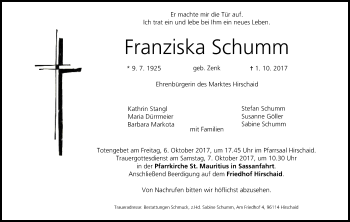 Anzeige von Franziska Schumm von MGO
