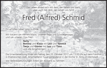 Anzeige von Fred  Schmid von MGO