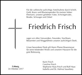 Anzeige von Friedrich Frisch von MGO