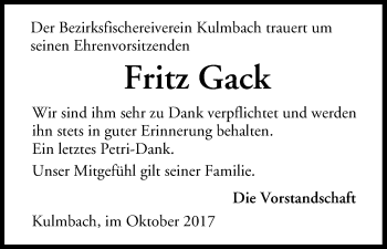 Anzeige von Fritz Gack von MGO