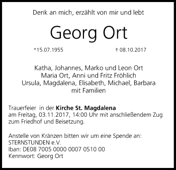 Anzeige von Georg Ort von MGO