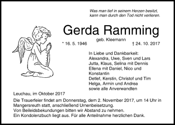 Anzeige von Gerda Ramming von MGO