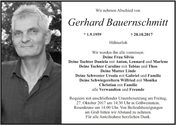 Anzeige von Gerhard Bauernschmitt von MGO