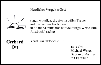 Anzeige von Gerhard Ott von MGO