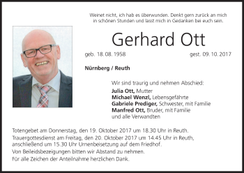 Anzeige von Gerhard Ott von MGO