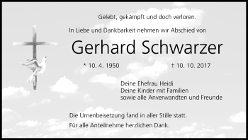 Anzeige von Gerhard Schwarzer von MGO