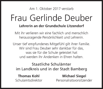Anzeige von Gerlinde Deuber von MGO