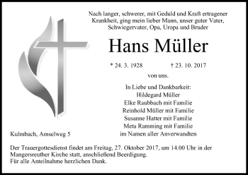 Anzeige von Hans Müller von MGO