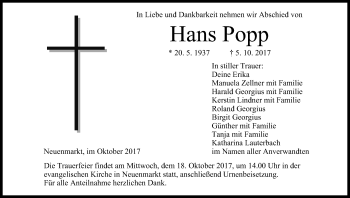 Anzeige von Hans Popp von MGO